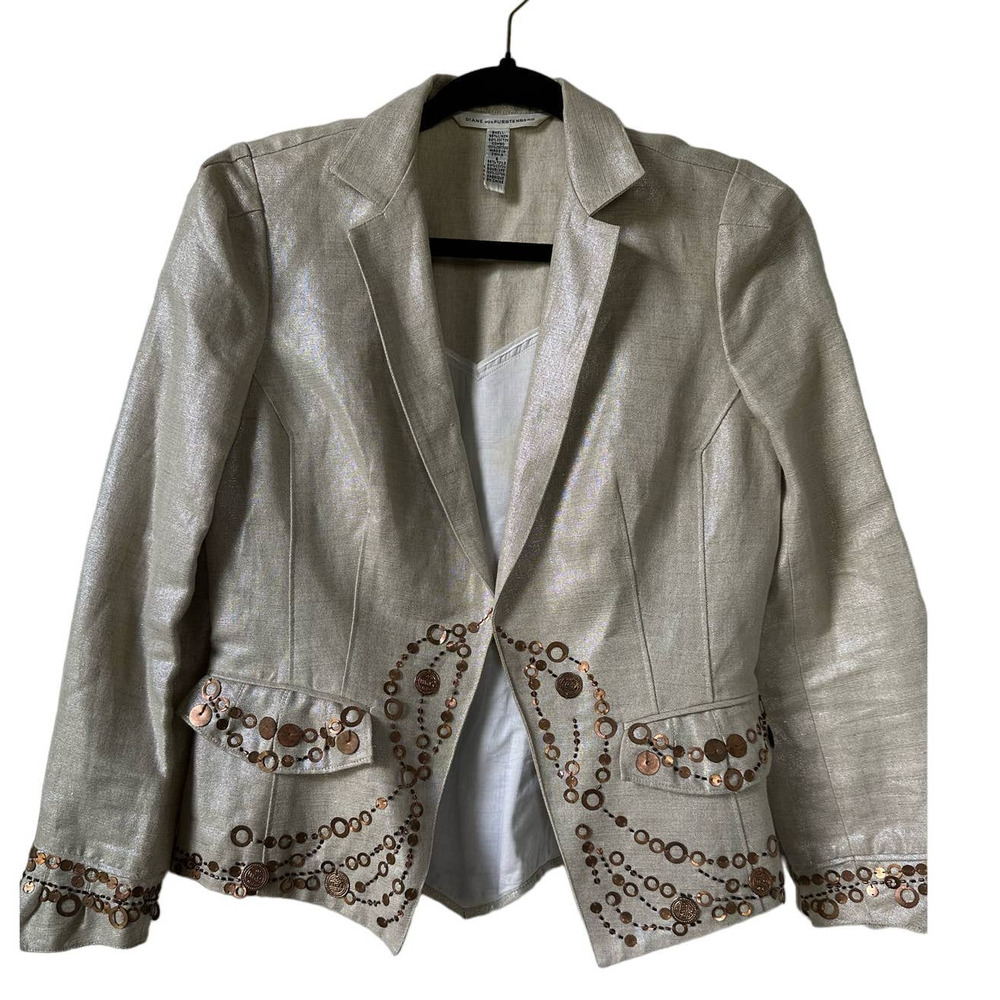 Diane Von Furstenberg Womens Blazer Beige
